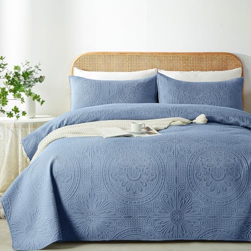 WURUIBO Quilt Set - Bluish Grey Microfiber Bedding