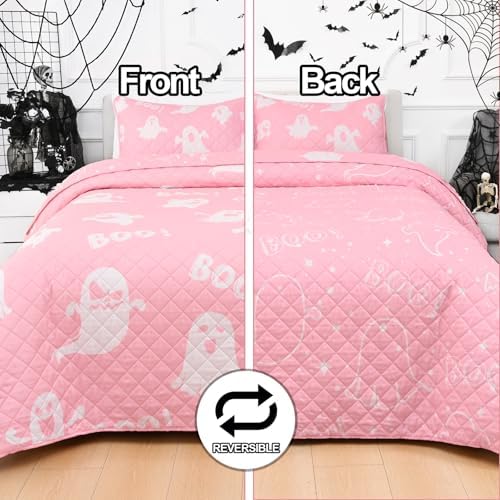 ASPMIZ Halloween Queen Quilt Set with 2 Shams