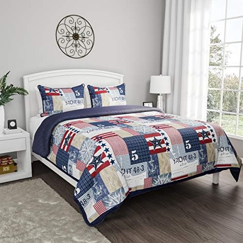 Lavish Home 2-Piece Quilt Set Nautical Americana