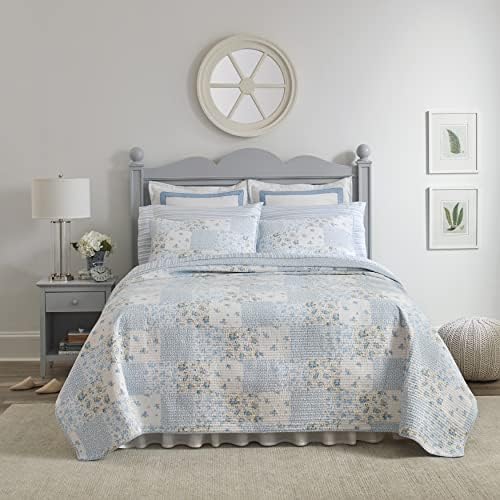 Laura Ashley Twin Quilt Set Cotton Reversible with Matching Sham