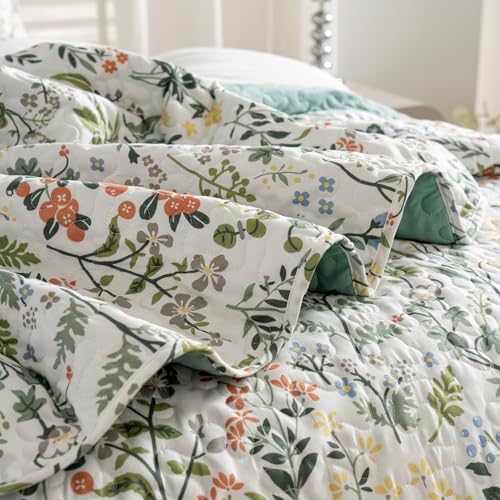 BUPIRD Floral Quilt Set Queen 3 Pieces