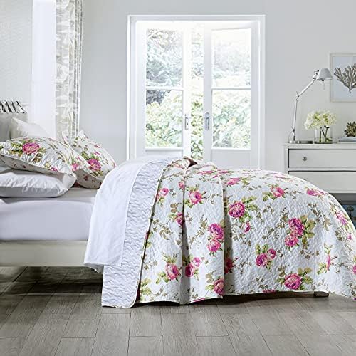 Boryard 3-Piece King Quilt Set with Rose Print