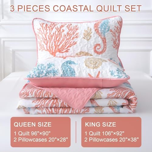 Heymybed Coastal Quilt Set Queen Size 3 Pieces