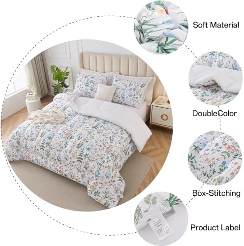 3-Piece Queen Comforter Set with Garden Floral Design