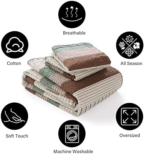 PANGUSHAN 100 Cotton King Quilt Set 3 Pieces