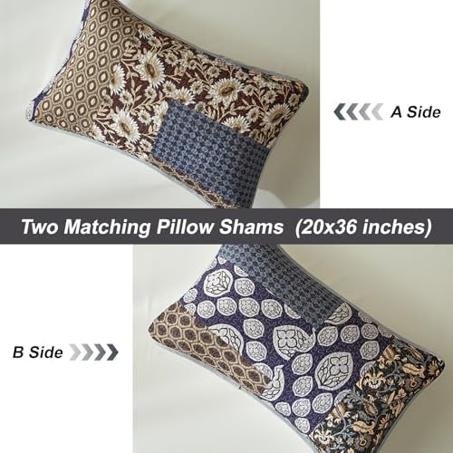 ROOMLIFE Twin Quilt Set - 3-Piece Cotton Boho Bedding