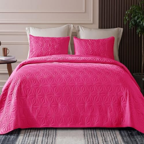 Whale Flotilla Twin XL Quilt Set Hot Pink