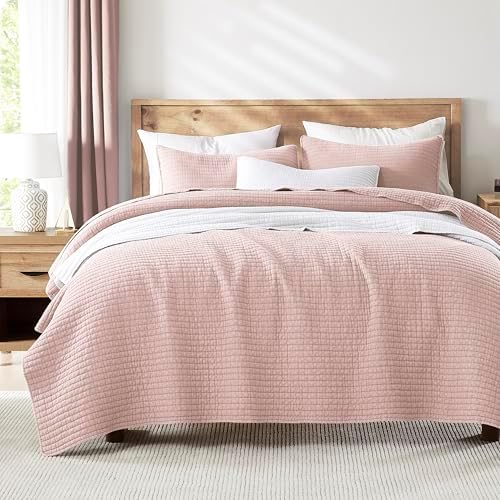 WDCOZY Pink Twin Quilt Set with 1 Sham