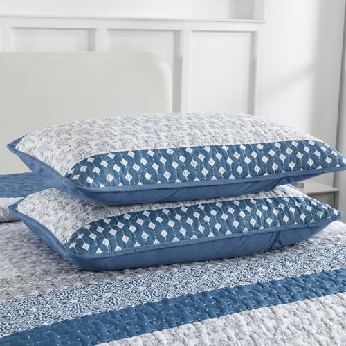 WONGS BEDDING Blue Boho Quilt Set Twin Size