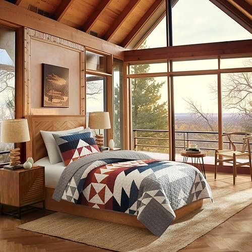 Pendleton Explorer Twin Quilt Bedding Set Blue Grey