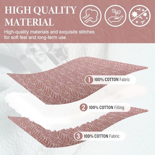 SahSahCasa Queen Quilt Set 100 Cotton Botanical Pattern 3 Pieces