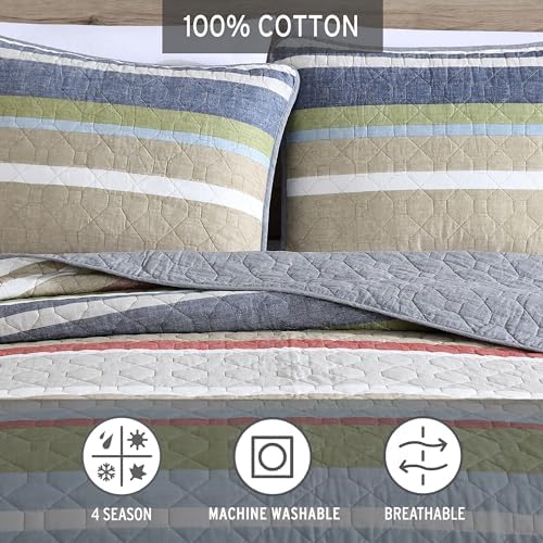 Eddie Bauer Full Queen Quilt Set Salmon Ladder Multi