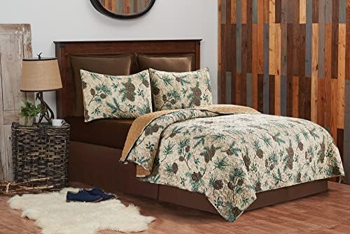 CF Home Rustic Pinecone King Quilt Set