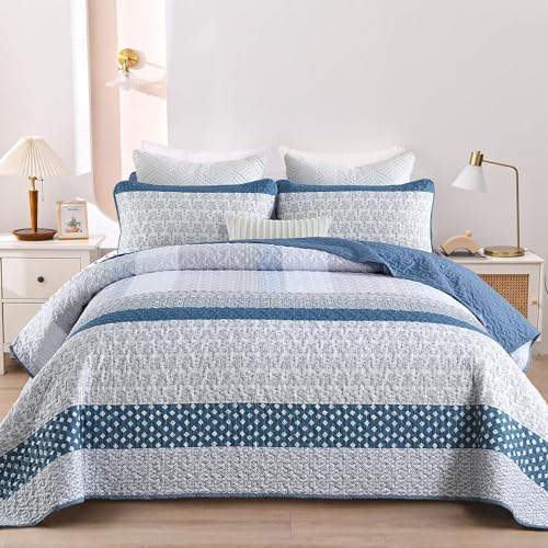 WONGS BEDDING Blue Boho Quilt Set Twin Size