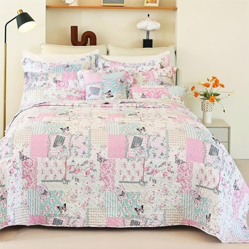 Cmfshape Reversible Quilt Set Pink Butterfly Twin