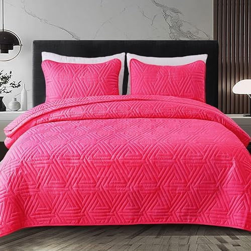 Whale Flotilla Hot Pink Soft Reversible Quilt Set 1