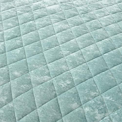 Fredsure Distressed Velvet Quilt Set Twin Sage Green