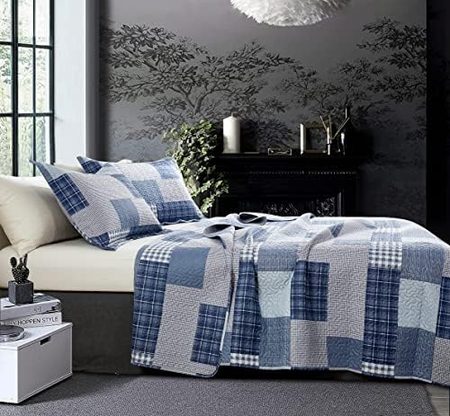 Jessy Home King Size Plaid Quilt Bedding Set