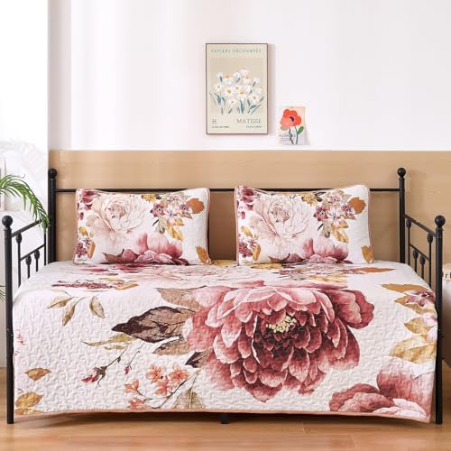 WONGS BEDDING Blush Floral Queen Quilt Set