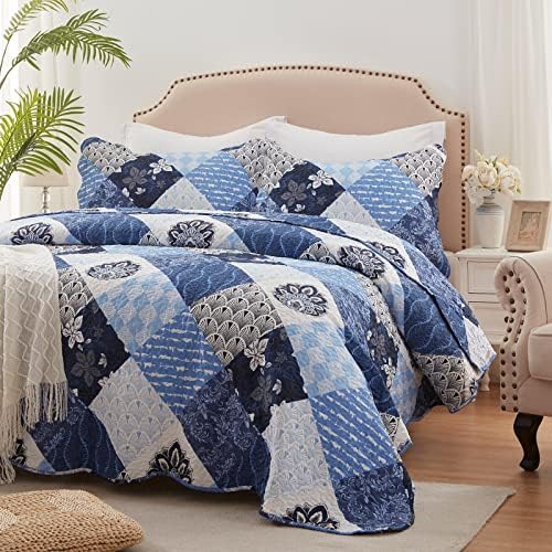 LEAONME Full Queen Quilt Set 3 Pieces Reversible