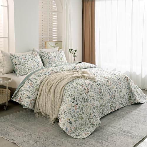 TISPLR Floral Quilt Set 3 Pieces Queen Size