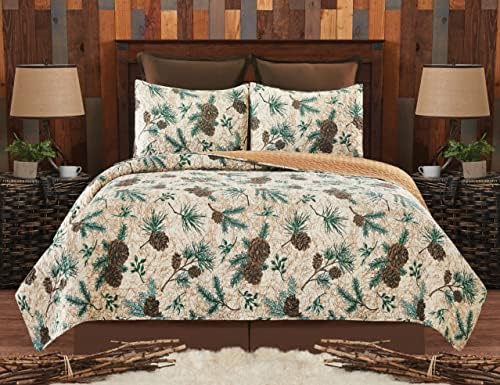 CF Home Rustic Pinecone King Quilt Set