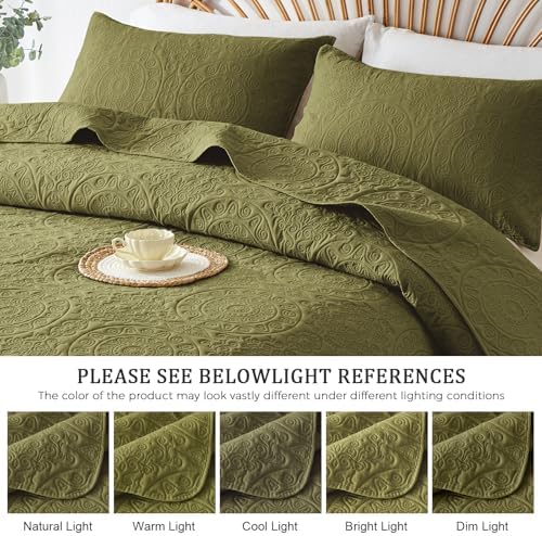 WURUIBO Olive Green Quilt Set Twin Size