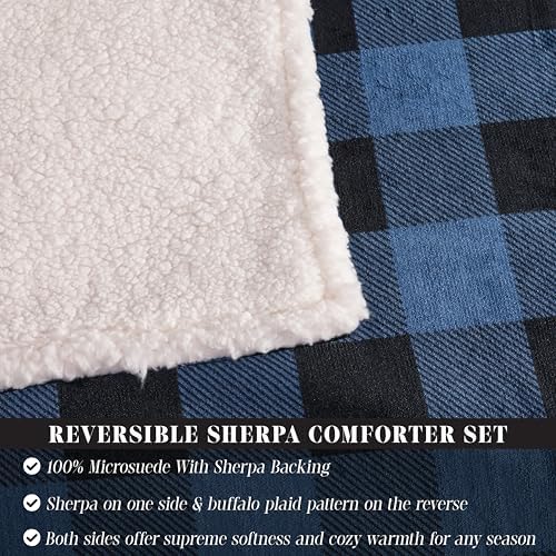 Elegant Comfort 3-Piece Buffalo Plaid Comforter Set King Blue