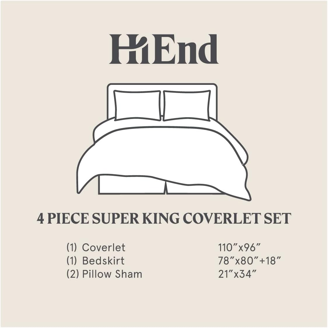 HiEnd Accents Fairfield Linen 4 Piece Coverlet Set