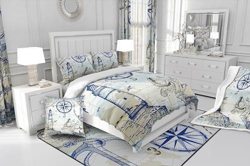 Erosebridal Nautical Theme King Quilt Set