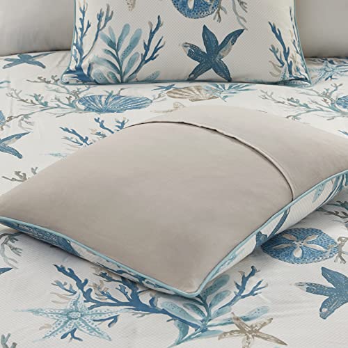 Madison Park Pebble Beach Duvet Set - AquaTealTaupe 6 Piece