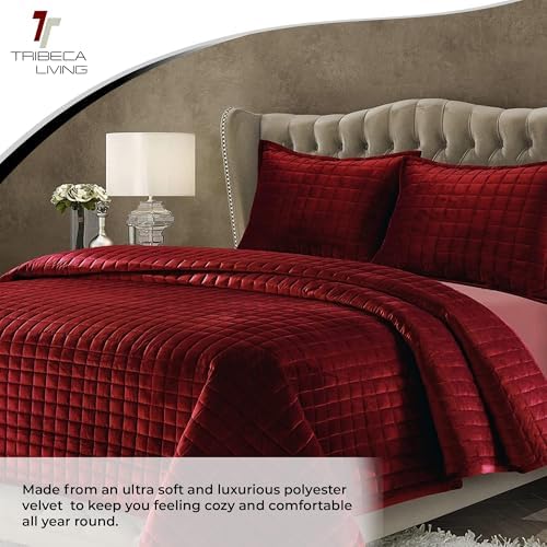 Tribeca Living Velvet Twin Quilt Set 260GSM Super Soft Velvet