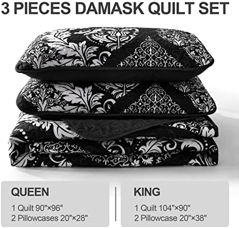 DJY Black Quilt Set Queen Size 3 Pieces 1