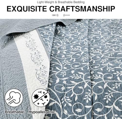 DDUOXIN Oversized King Bedspread 128x120 - 100 Cotton Reversible Set