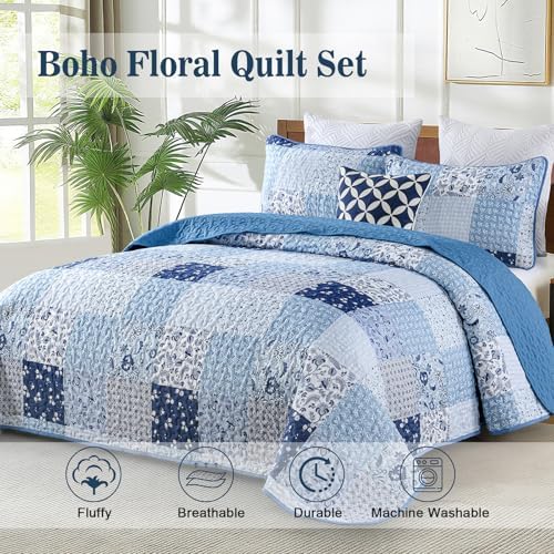 Menghomeus Boho Patchwork Quilt Set King Size