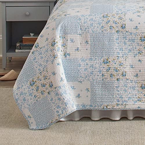 Laura Ashley Twin Quilt Set Cotton Reversible with Matching Sham