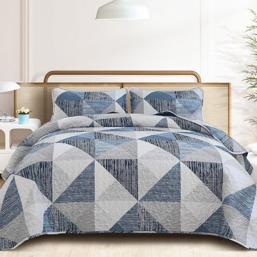 Dintszyayue 3 Piece Queen Quilt Set Blue