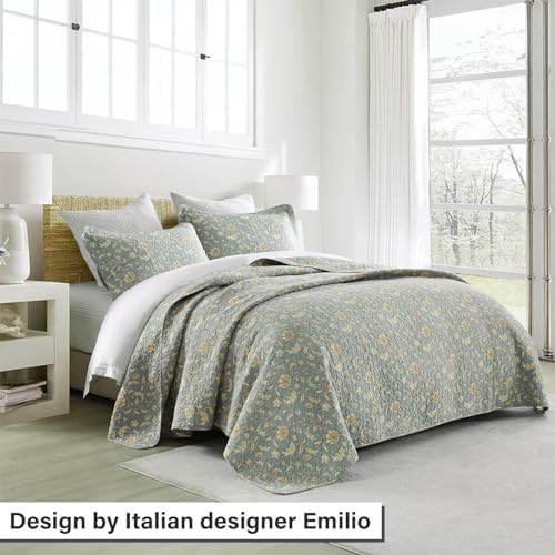 PERHOM Queen Size Cotton Quilt Set 3 Pieces Reversible