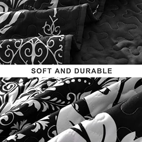 DJY Black Quilt Set Queen Size 3 Pieces 1