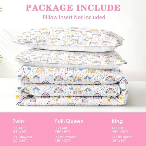 Pamnest Quilt Set Twin Size Rainbow Cartoon 2 Pcs