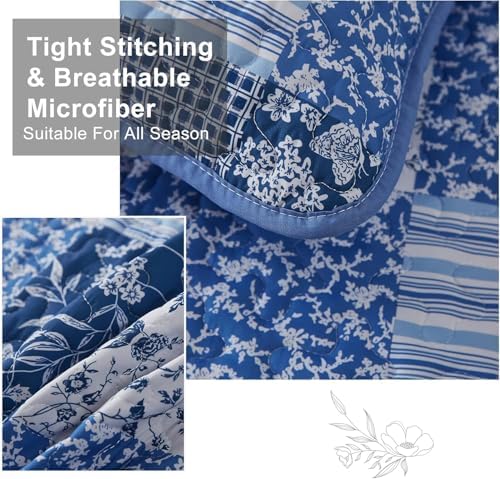 Mybedsoul Blue Plaid Quilt Set Twin Size 2 Pieces