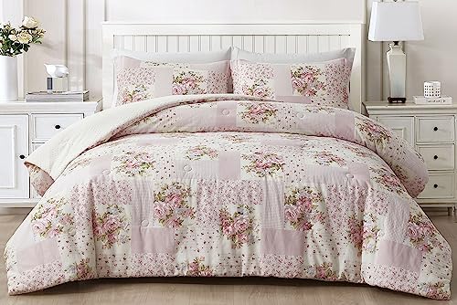 Chezmoi Rosy 3-Piece Queen Comforter Set