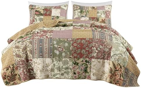 Chezmoi Collection Delaney 2-Piece Floral Patchwork Quilt Set Twin