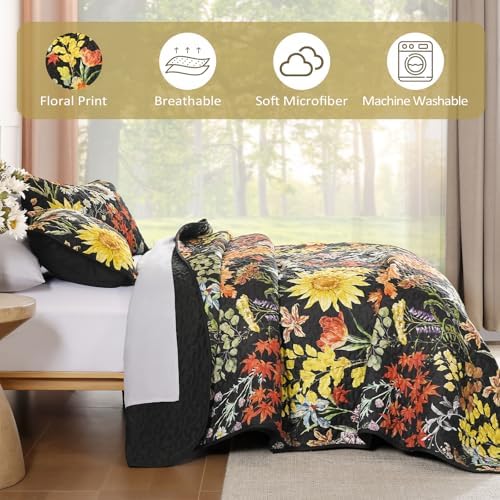 Yiran Floral Quilt Set Queen Size 3 Piece