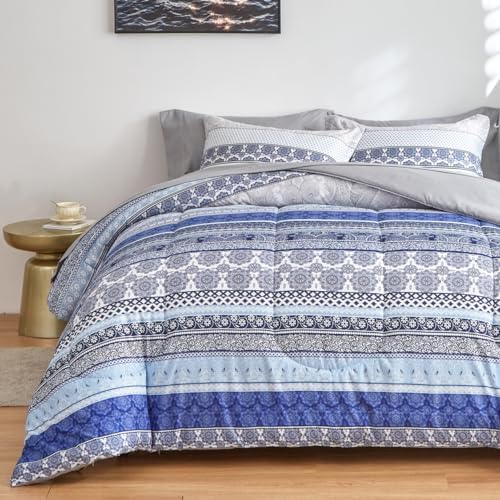 Flysheep Bohemian Striped Bed in a Bag 7 Piece King Size