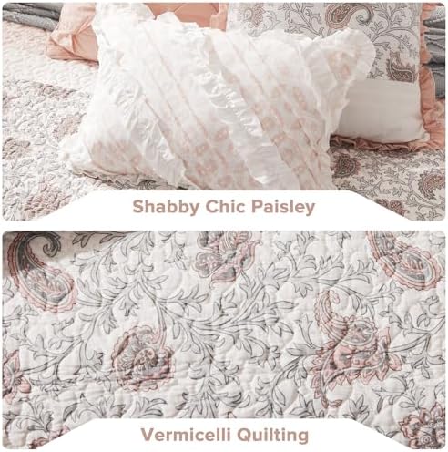 Madison Park Cotton Floral Print Quilt Set 6 Piece