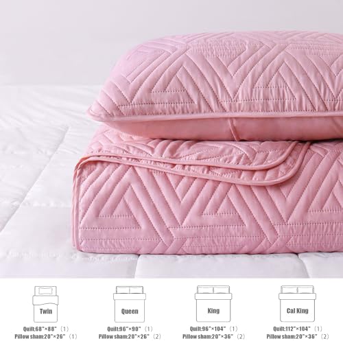 Whale Flotilla Pink Queen Size Quilt Set with 2 Pillow Shams