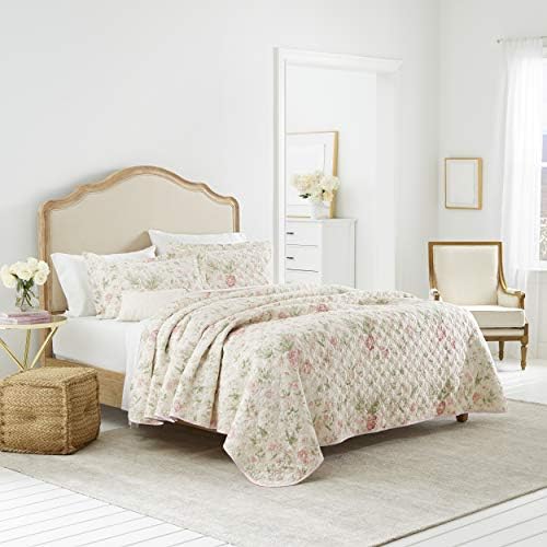 Laura Ashley Twin Quilt Set Reversible Cotton Bedding with Matching Sham 1