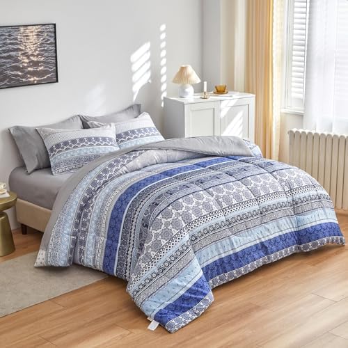 Flysheep Bohemian Striped Bed in a Bag 7 Piece King Size