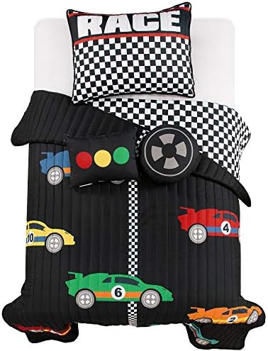 Lush Decor Racing Cars Quilt Set Twin Black 1